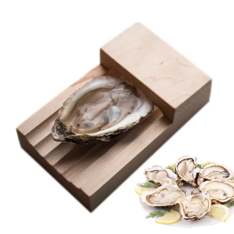 

Oyster Shucking Opener Shucker Seafood Clamp Holder Shellfish Hand Clam Shellcrab Sheller Wood Opening Clip Oyster Wood Tray