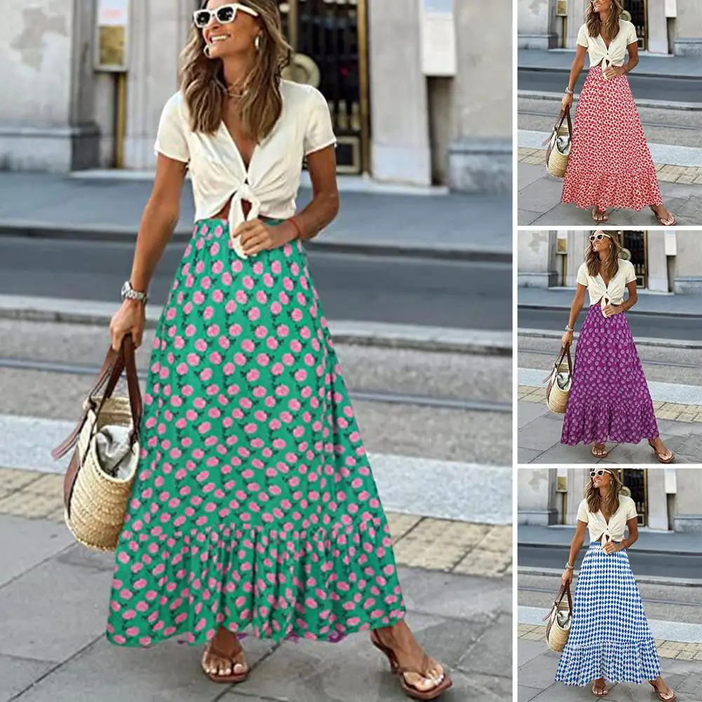 Women Summer Skirt Large Hem Bohemian High Waist Geometric Print Patchwork Dress-up Contrast Color Summer Vacation Maxi Skirt
Women Summer Skirt Large Hem Bohemian High Waist Geometric Print Patchwork Dress-up Contrast Color Summer Vacation Maxi Skirt