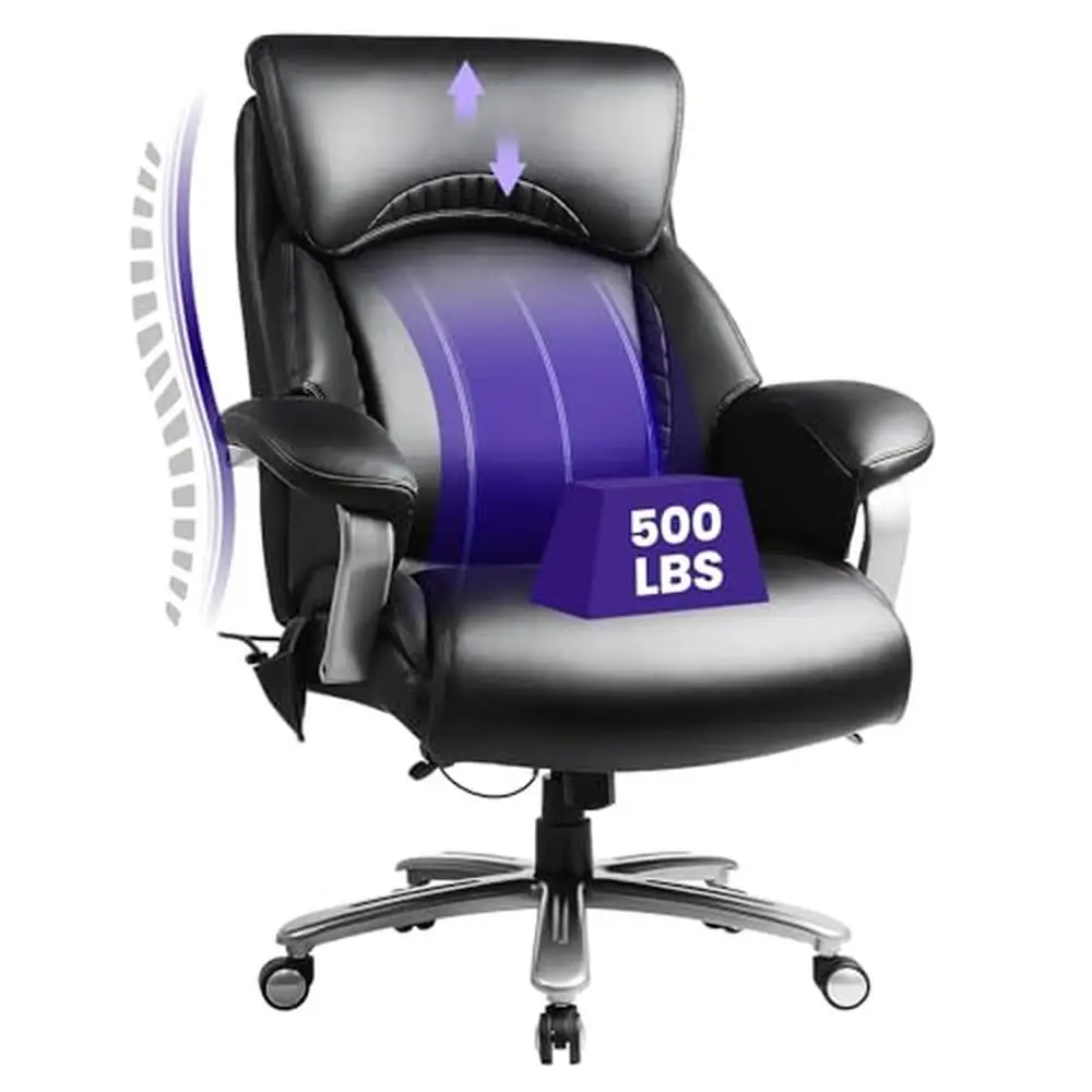 Executive Desk Chair Big & Tall 500lbs Capacity Thick Bonded Leather Seat High Back Support Adjustable Lumbar Padded Armrests 
Executive Desk Chair Big & Tall 500lbs Capacity Thick Bonded Leather Seat High Back Support Adjustable Lumbar Padded Armrests