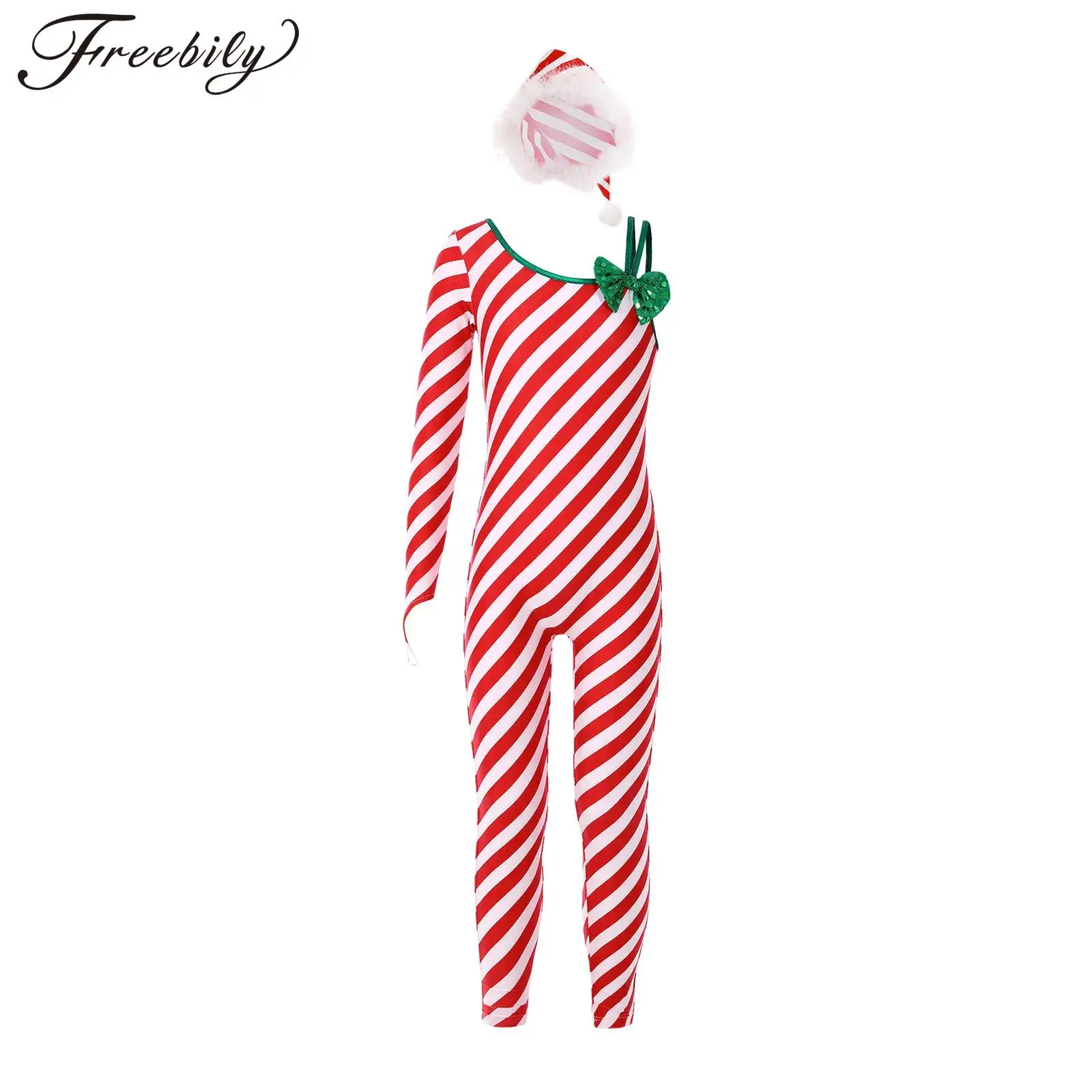 Kids Girls Christmas Candy Canes Striped Jumpsuit with Xmas Hat Ballet Dance Gymnastics Skating Yoga Leotard Cosplay Costume
Kids Girls Christmas Candy Canes Striped Jumpsuit with Xmas Hat Ballet Dance Gymnastics Skating Yoga Leotard Cosplay Costume