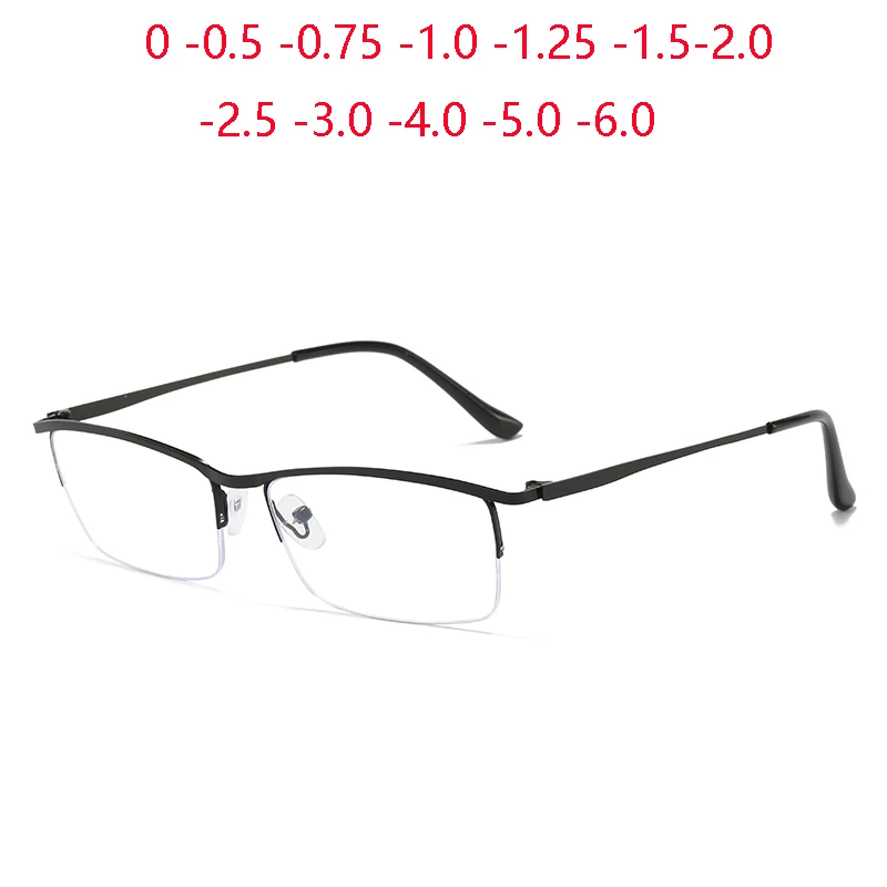 

0 -0.5 -1.0 To -6.0 Metal Semi-Rimless Myopia Spectacles Women Men Business Farsighted Eyeglasses Prescription +1.0 +1.5 To +4.0