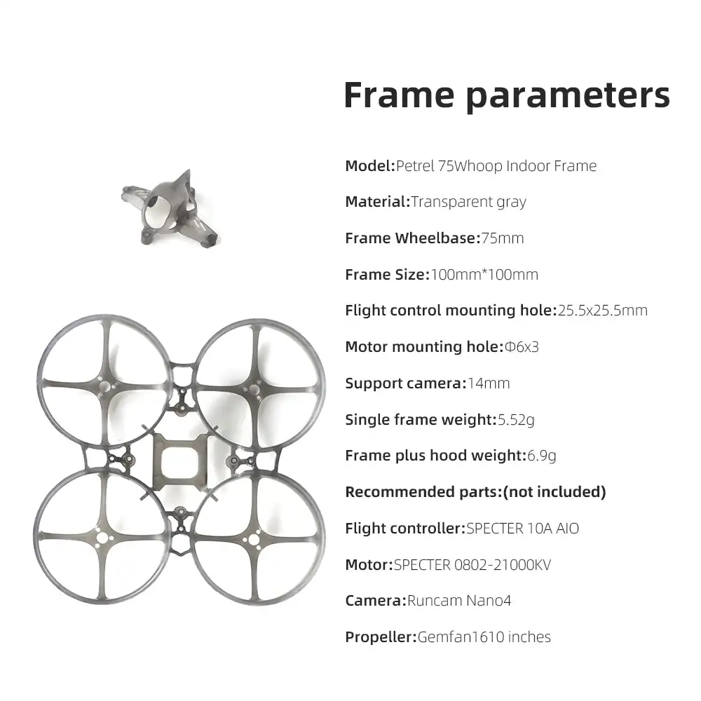 HGLRC Petrel 75Whoop V2 Ultra-светильник Внутренняя Рамка для FPV Freestyle 75 мм Tinywhoop 1S 2S дроны DIY части
HGLRC Petrel 75Whoop V2 Ultra-светильник Внутренняя Рамка для FPV Freestyle 75 мм Tinywhoop 1S 2S дроны DIY части