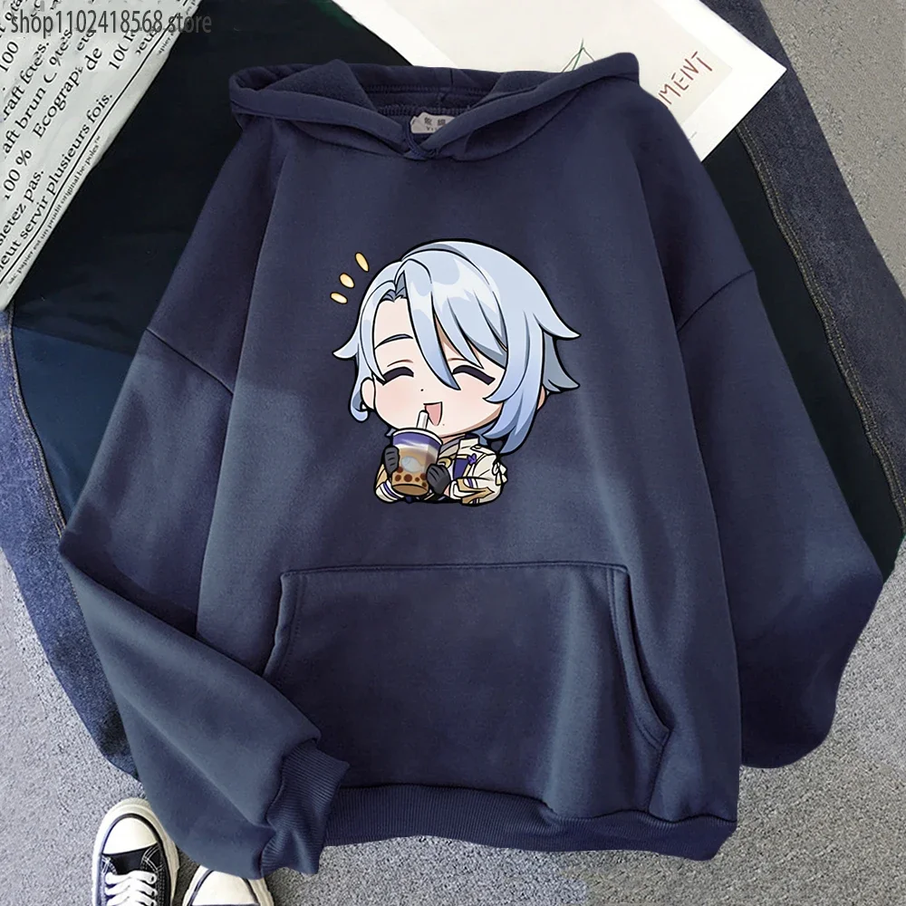 

Genshin Impact Kamisato Ayato Hoodie Anime Cartoon Print Long Sleeve Funny To Drink Milk Tea EU Size Sudaderas Para Mujer Casual