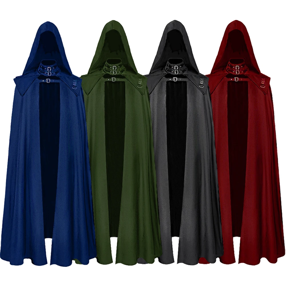 

Halloween Medieval Hooded Cloak Coat Vampire Devil Wizard Cape Viking Robe Gown Party Halloween Gothic Cape Cosplay Costume