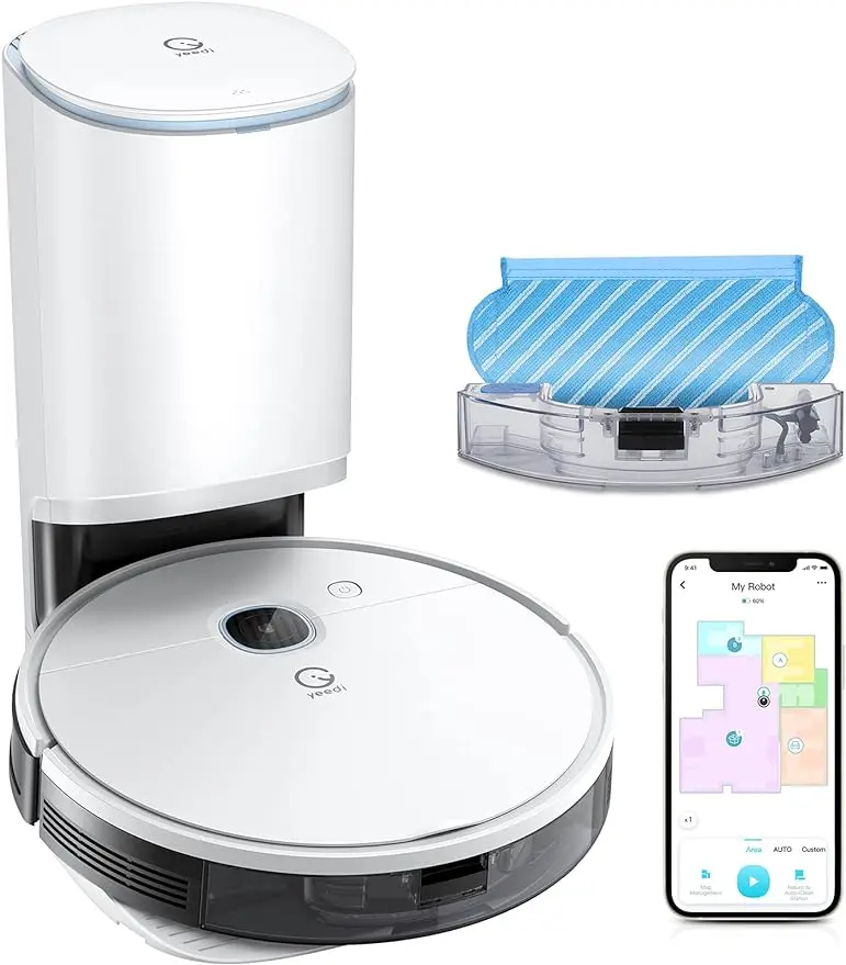 

Yeedi by ECOVACS vac Station Robot Vacuum and Mop - Self Emptying 3-in-1 Cleaner,200-Min Runtime,3000Pa Suction, Smart Mapping