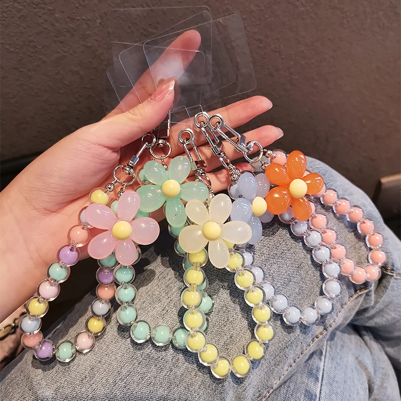 Colorful Flower Keyring Beaded Chain Keychain Keys Accessories For Phone Pendnat Anti-lost Lanyard Hand-held Chain Wrist Pendant Colorful Flower Keyring Beaded Chain Keychain Keys Accessories For Phone Pendnat Anti-lost Lanyard Hand-held Chain Wrist Pendant
