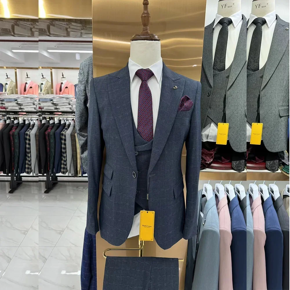 Elegant 3 Piece Jacket Pants Vest Male Clothing Peak Lapel One Button Slim Fit Regular Length Full Set Luxury Office Men's Suits
Elegant 3 Piece Jacket Pants Vest Male Clothing Peak Lapel One Button Slim Fit Regular Length Full Set Luxury Office Men's Suits