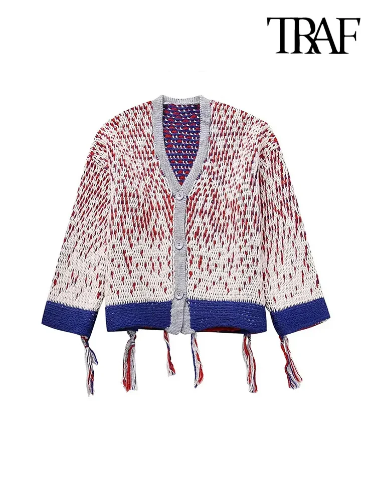 TRAF-Women's Fringed Knit Cardigan, Long Sleeve Sweater, Front Button, Female Outerwear, Chic Tops, Fashion
TRAF-Women's Fringed Knit Cardigan, Long Sleeve Sweater, Front Button, Female Outerwear, Chic Tops, Fashion