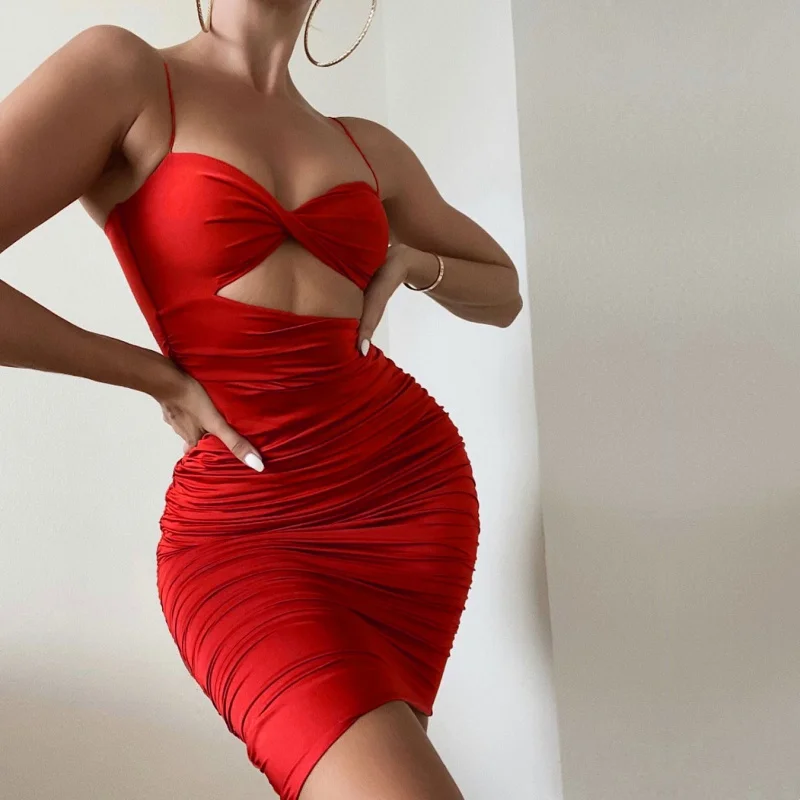 

#Yafu# Pure Desire Nightclub Style Hot Girl Suspender Skirt SuperAWomen's Sexy Backless Sheath Dress