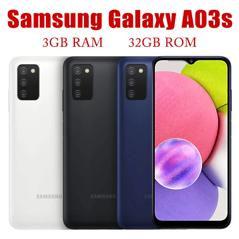 

Original Samsung Galaxy A03s A037U 6.5" Octa-core 3GB RAM 32GB ROM LTE 1 SIM Triple Camera 13MP Fingerprint Unlocked Cell Phone