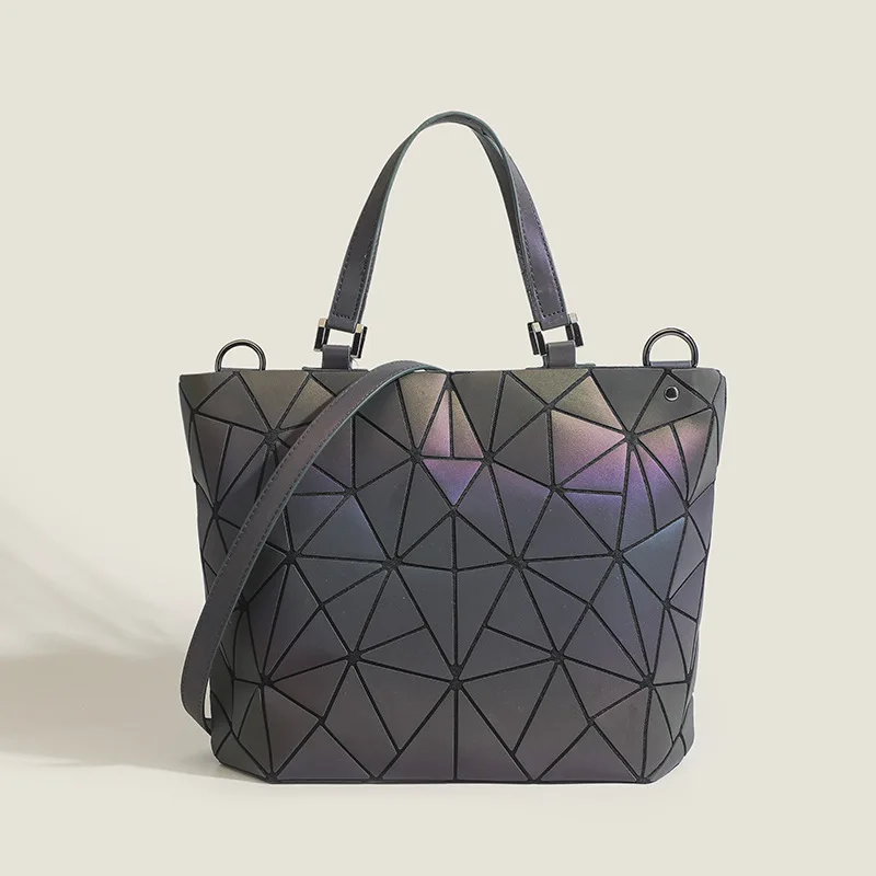 

Женская сумка-тоут с лазерной голограммой, модный тоут на плечо с геометрическим узором, светящаяся сумочка-мешок, роскошный кожаный брендовый дизайнерский саквояж