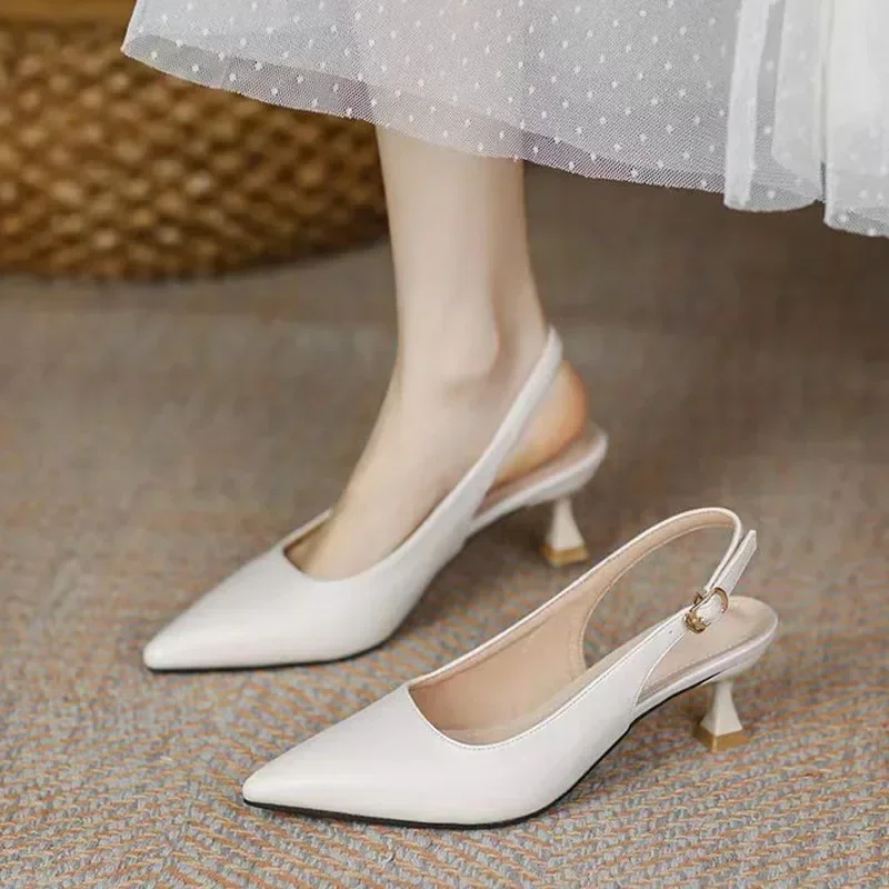 

Туфли-лодочки женские на среднем каблуке, заостренный носок, шлепанцы, элегантные сланцы, пикантная обувь, весна 2024
