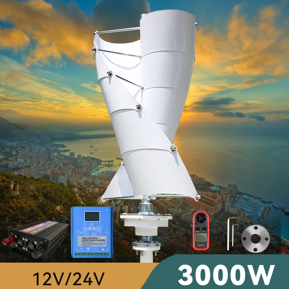 EU Duty Free 3000W Vertical Wind Generator 12v 24v Alternative Free Energy Windmill Optional MPPT Hybrid Controller For Home Use
EU Duty Free 3000W Vertical Wind Generator 12v 24v Alternative Free Energy Windmill Optional MPPT Hybrid Controller For Home Use