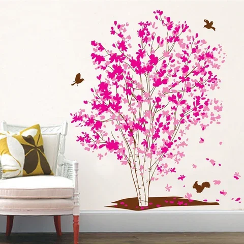 

Romantic Pink Dream tree Wall Sticker Removable bedroom living room background Art Decals Home Decoration mural stickers