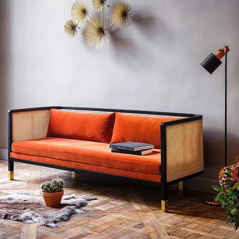 French vintage solid wood rattan sofa small house fabric booth casual combination single three-person rattan chair
French vintage solid wood rattan sofa small house fabric booth casual combination single three-person rattan chair