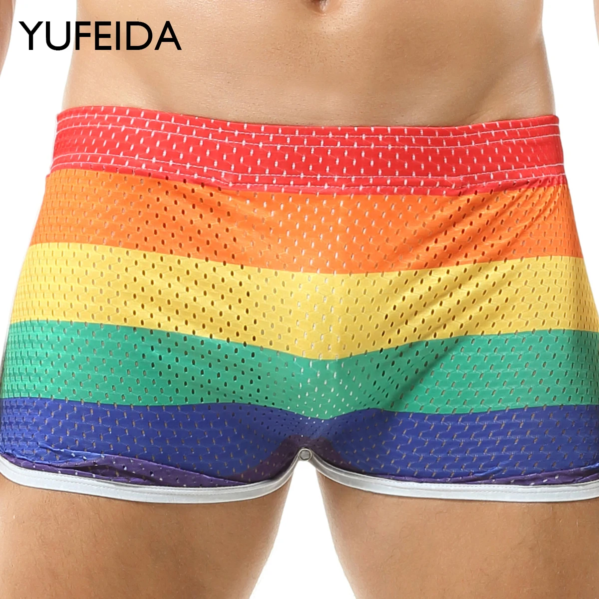 

YUFEIDA Sexy Men Breathable Mesh Boxer Skirt Penis Pouch Underwear Youth Male Boxers Shorts Sleep Bottoms Swim Trunks Underpants