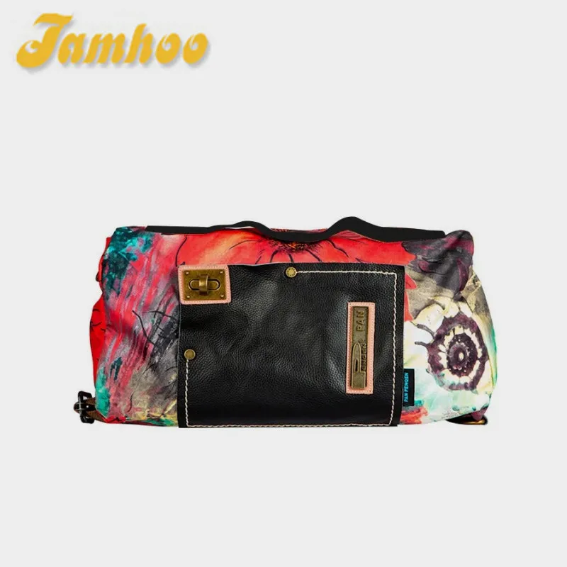 

Jamhoo Casual Tide Women Handbag Female Shoulder Crossbody Bags Laptop Canvas with Leather Multifunction Large Capacity Bagss