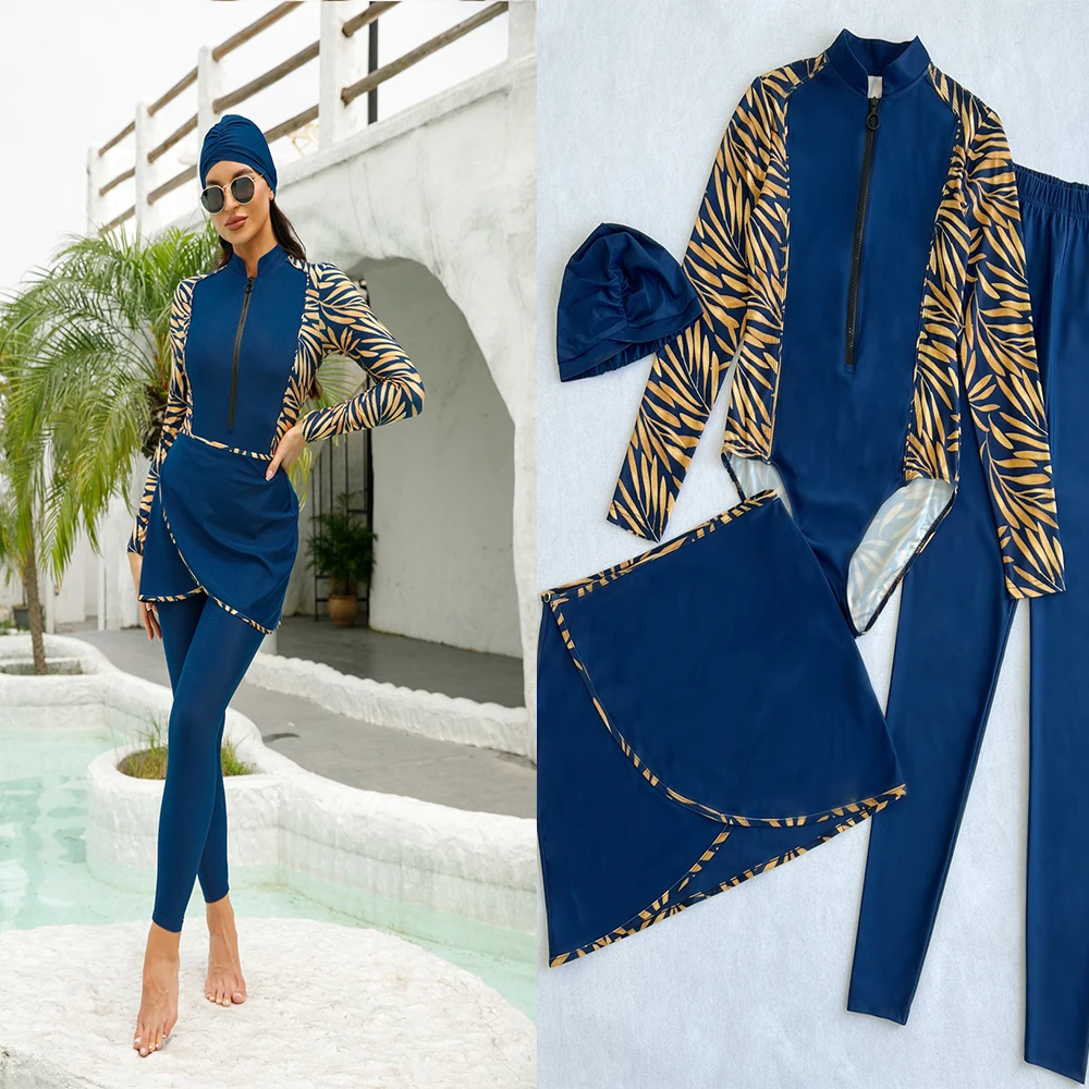 4Pcs/Set Printed Sunscreen Swimsuit Foreign Trade Conservative Full Surrounding Swimsuit Ladies Muslim Clothing Seaside
4Pcs/Set Printed Sunscreen Swimsuit Foreign Trade Conservative Full Surrounding Swimsuit Ladies Muslim Clothing Seaside