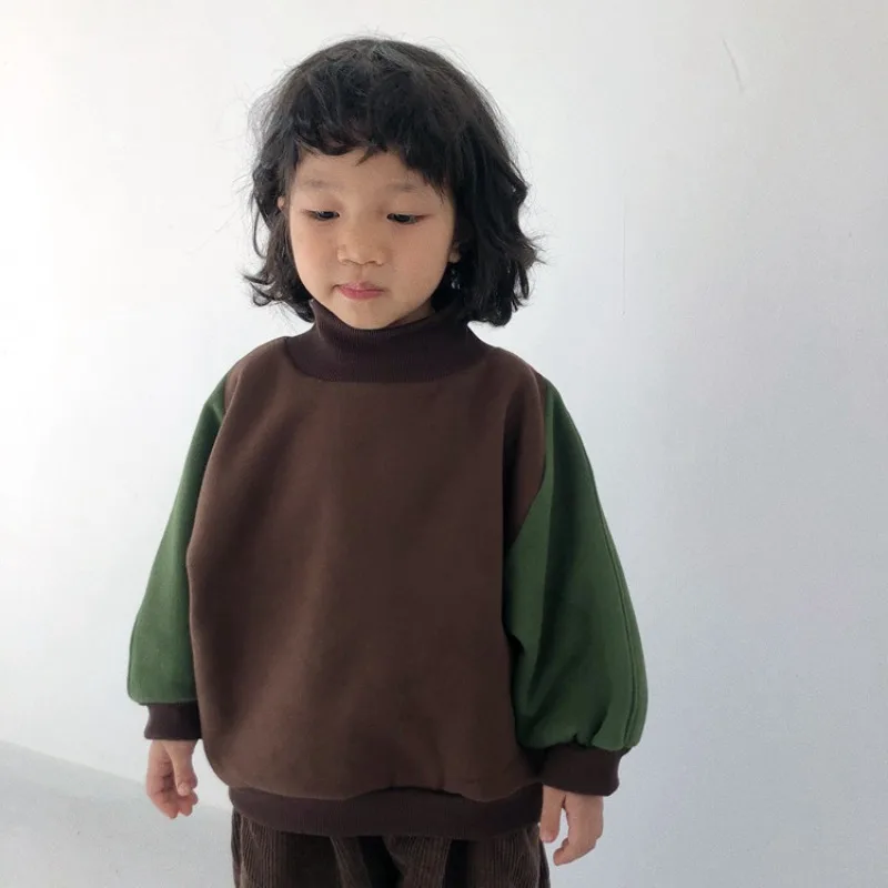 

Popular Korean Style Winter Children's Clothes Keep Warm Soild Color Top Cloth Thicken Brushed Boys Clothes Girls