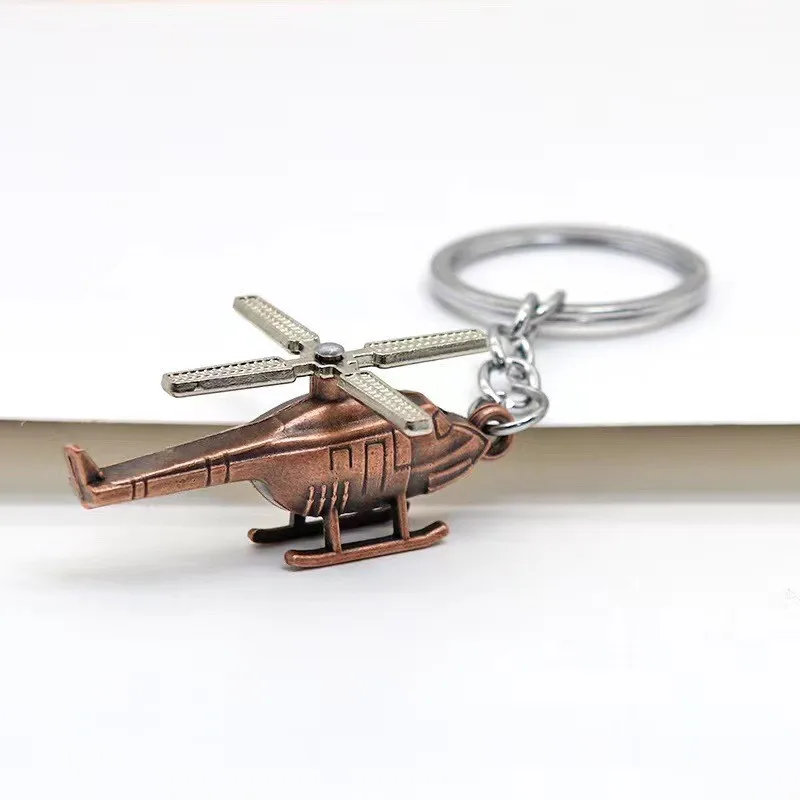 

Retro Metal Airplanes Pendant Keychains Helicopter Stereo Car Trinket Keyring Bag Charm Women Men Key Holder