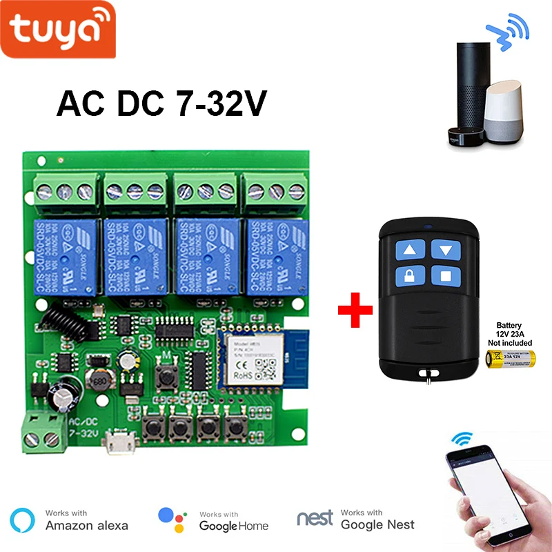 Релейный модуль Tuya Smart Home, 433 МГц, Wi-Fi, 4-канальный дистанционный релейный модуль, умный переключатель с питанием от сети переменного/постоянного тока, 7-32 В, 85-250 В, RF, Alexa, Google
Релейный модуль Tuya Smart Home, 433 МГц, Wi-Fi, 4-канальный дистанционный релейный модуль, умный переключатель с питанием от сети переменного/постоянного тока, 7-32 В, 85-250 В, RF, Alexa, Google