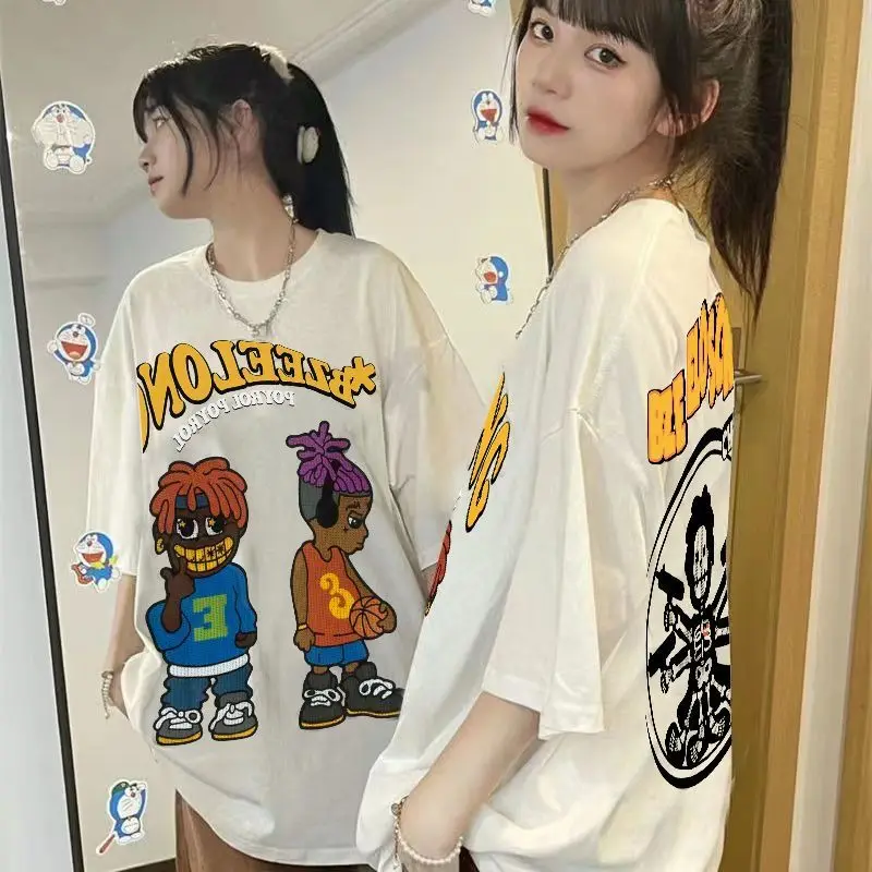 Pure cotton design niche American fashion fun printed short sleeved T-shirt women large size loose couple top trendy T-shirt
Pure cotton design niche American fashion fun printed short sleeved T-shirt women large size loose couple top trendy T-shirt