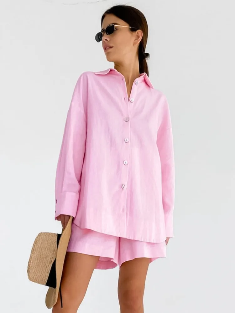 Commuter Casual Simple Cotton Two Piece Sets New Shirt Loose Womens Outifits Solid Summer Fasion Clothes Ensemble Femme 2 Pièces
Commuter Casual Simple Cotton Two Piece Sets New Shirt Loose Womens Outifits Solid Summer Fasion Clothes Ensemble Femme 2 Pièces