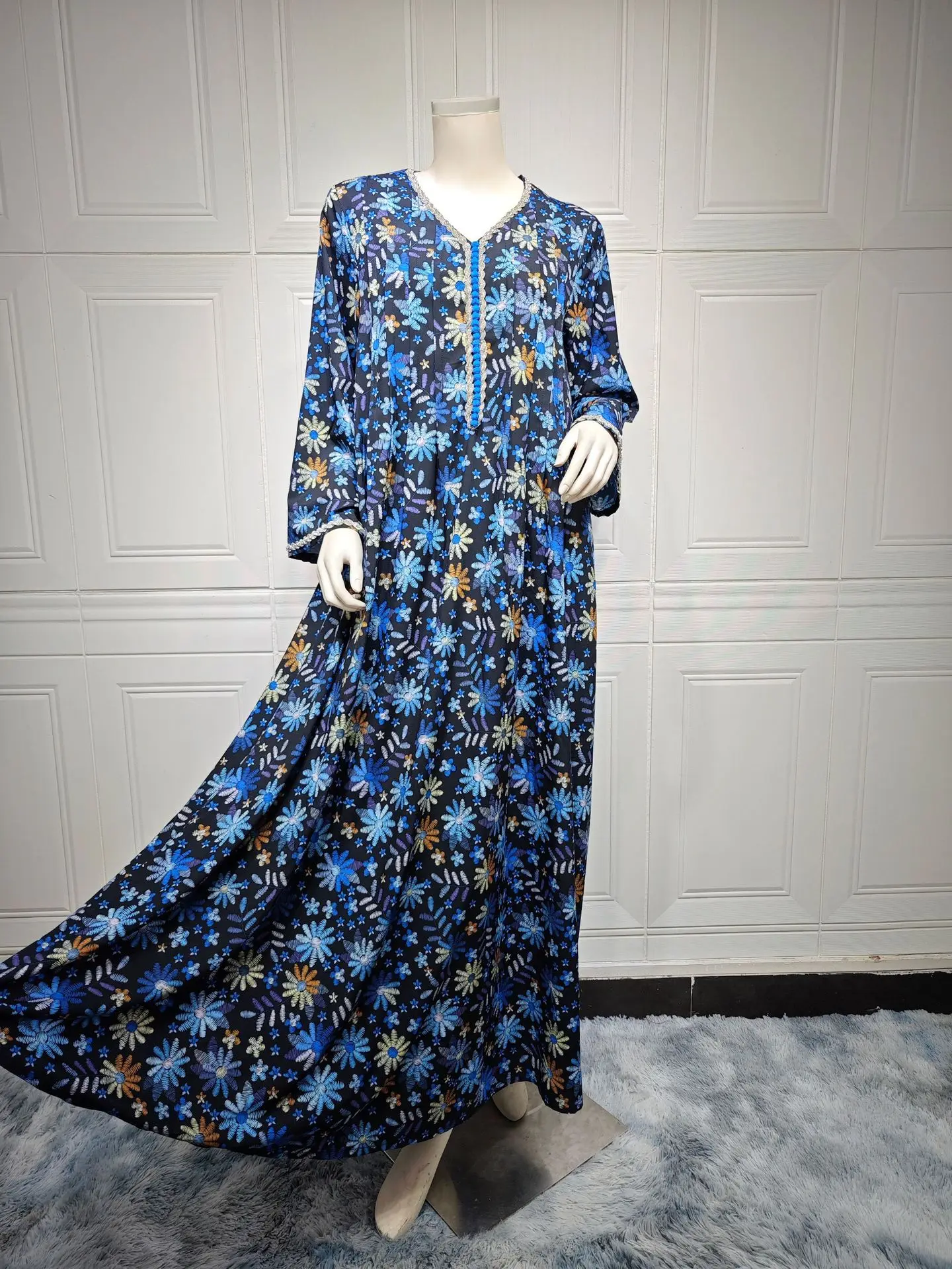 فستان عباية إسلامية للنساء ، مطبوع بالورود ، الماس ، الجلابية ، فساتين حفلات المغرب ، قفطان إسلام فيستدوس ، رداء عربي طويل ، دبي فستان عباية إسلامية للنساء ، مطبوع بالورود ، الماس ، الجلابية ، فساتين حفلات المغرب ، قفطان إسلام فيستدوس ، رداء عربي طويل ، دبي