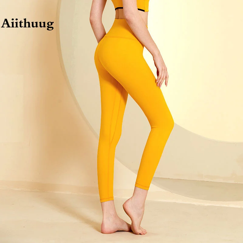 

Aiithuug Gym Pants Workout Leggings Lycra Smooth Yoga Legging Soft Smooth Naked Feeling Sprots Pant Running Jogging Tights