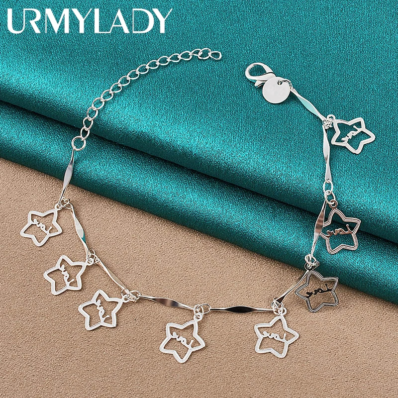 

URMYLADY 925 Sterling Silver LOVE Stars Bracelet For Women Wedding Party High Quality Fashion Charm Gifts Jewelry