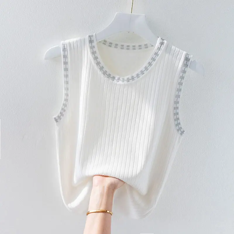 2024 Women Summer Fashion Solid Color Knitted Camisole Female Loose Sleeveless Bottoming Tops Ladies O-neck Tank Tops H19
2024 Women Summer Fashion Solid Color Knitted Camisole Female Loose Sleeveless Bottoming Tops Ladies O-neck Tank Tops H19