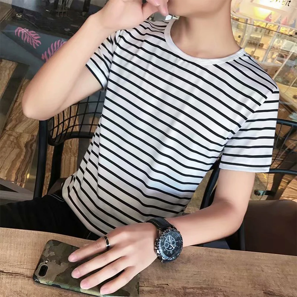 Fashion Summer Short Sleeve T Shirt For Men Striped Slim Fit O-Neck T Shirt Muscle Gym Tees Tops T-Shirts Clothing Male
Fashion Summer Short Sleeve T Shirt For Men Striped Slim Fit O-Neck T Shirt Muscle Gym Tees Tops T-Shirts Clothing Male