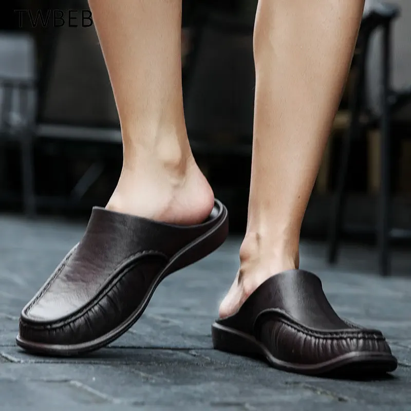 

Fashion Summer Men's Half Sole Slippers Classic Closed Toe Sandals Slipper Mule Clogs Men Flip Flops40-47 Plus Size Garden Shoes