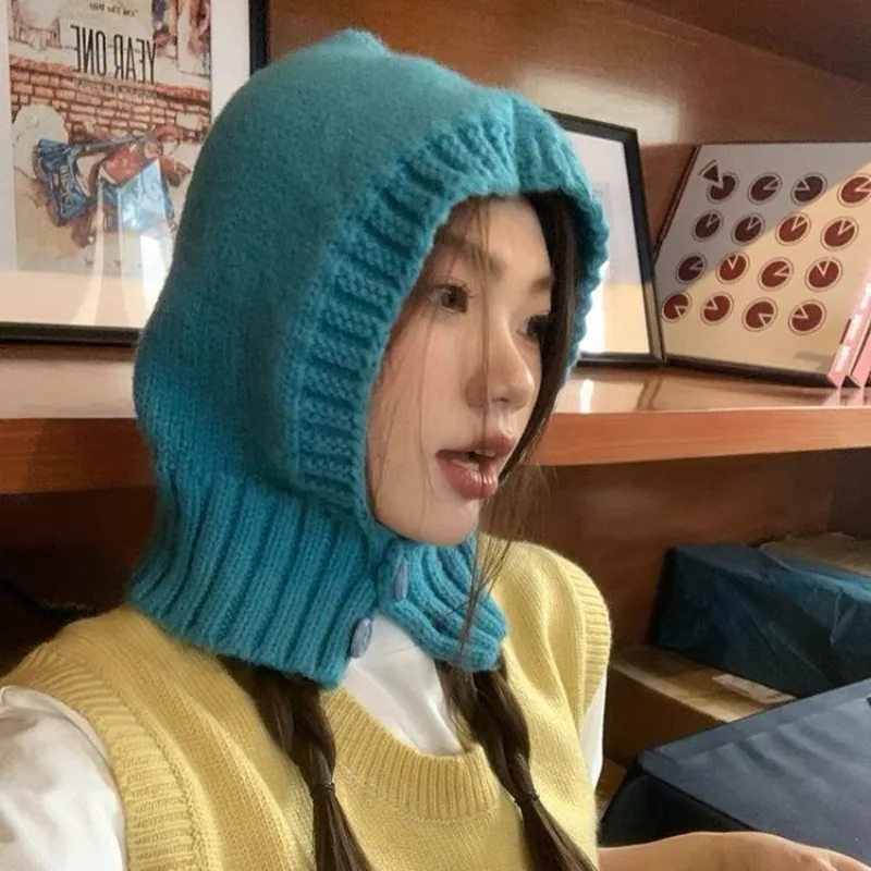 New Autumn and Winter Korean Ear Protection Balaclava Hat Solid Color Warm Knitted Neck Protection Button Pullover Hat for Women
New Autumn and Winter Korean Ear Protection Balaclava Hat Solid Color Warm Knitted Neck Protection Button Pullover Hat for Women