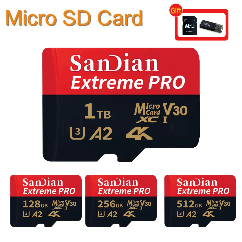 High Speed 512GB 1TB Memory TF/SD Card 256GB Flash Class 10 Memory Card Storage Card TF Card For Phone/Computer with Adapter
High Speed 512GB 1TB Memory TF/SD Card 256GB Flash Class 10 Memory Card Storage Card TF Card For Phone/Computer with Adapter