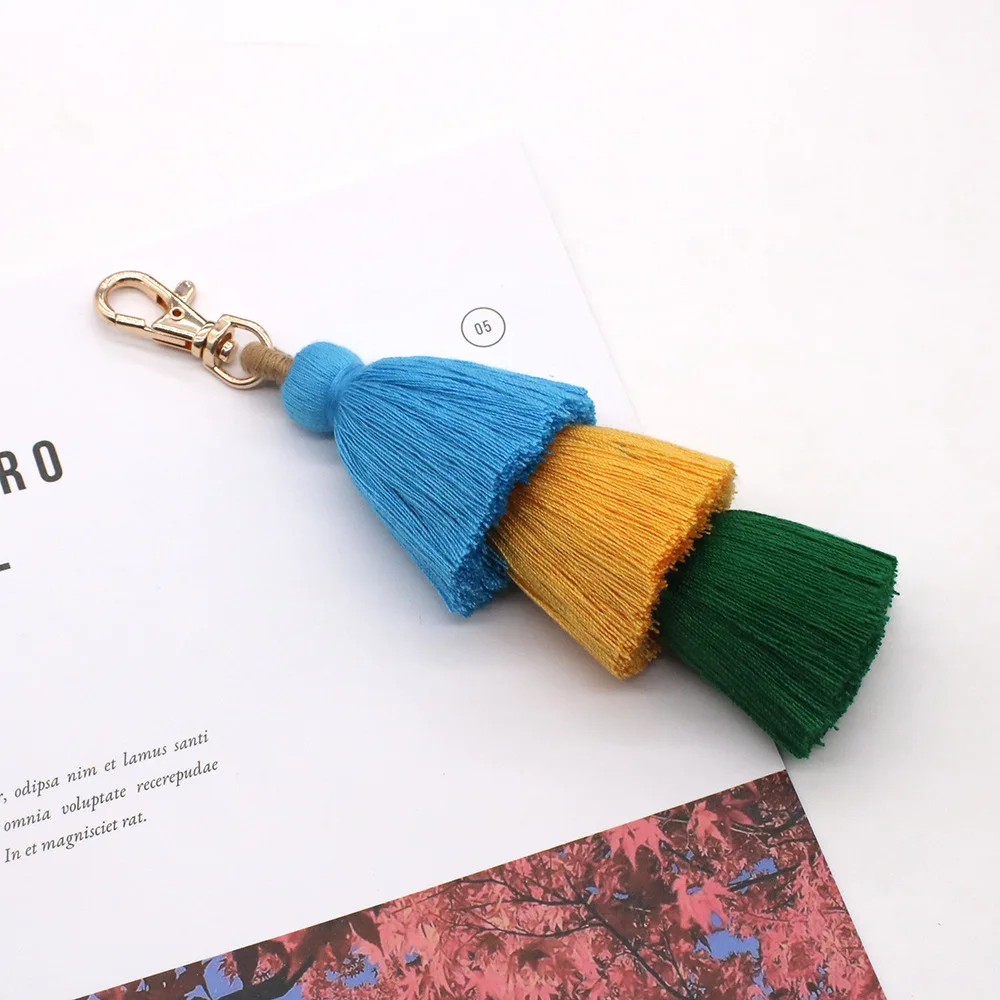Triple Layer Cotton Tassel Keychain - Macrame Bag Charm 12 S0dbac9bd776c421dba5fef4153d38604N