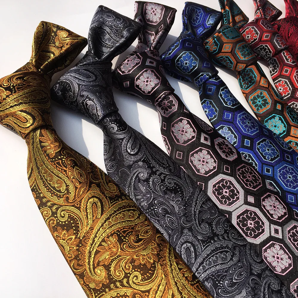 

VEEKTIE Brand Fashion Neckties For Men 8cm Paisley Checked Printing Blue Red Brown Vintage Novelty Party Suits Jacquard Cravates