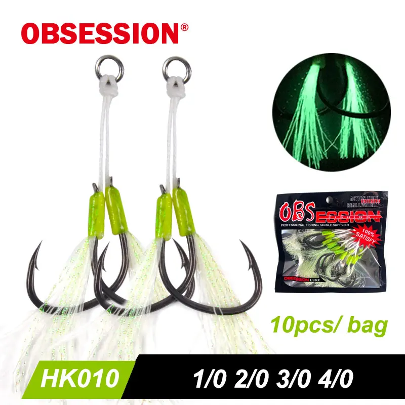 OBSESSION 1/0 2/0 3/0 4/0 Luminous Feather Smooth Hook Slow Jigging High Carbon Steel Sea-bream Fishing Hooks Kit Accessories
OBSESSION 1/0 2/0 3/0 4/0 Luminous Feather Smooth Hook Slow Jigging High Carbon Steel Sea-bream Fishing Hooks Kit Accessories