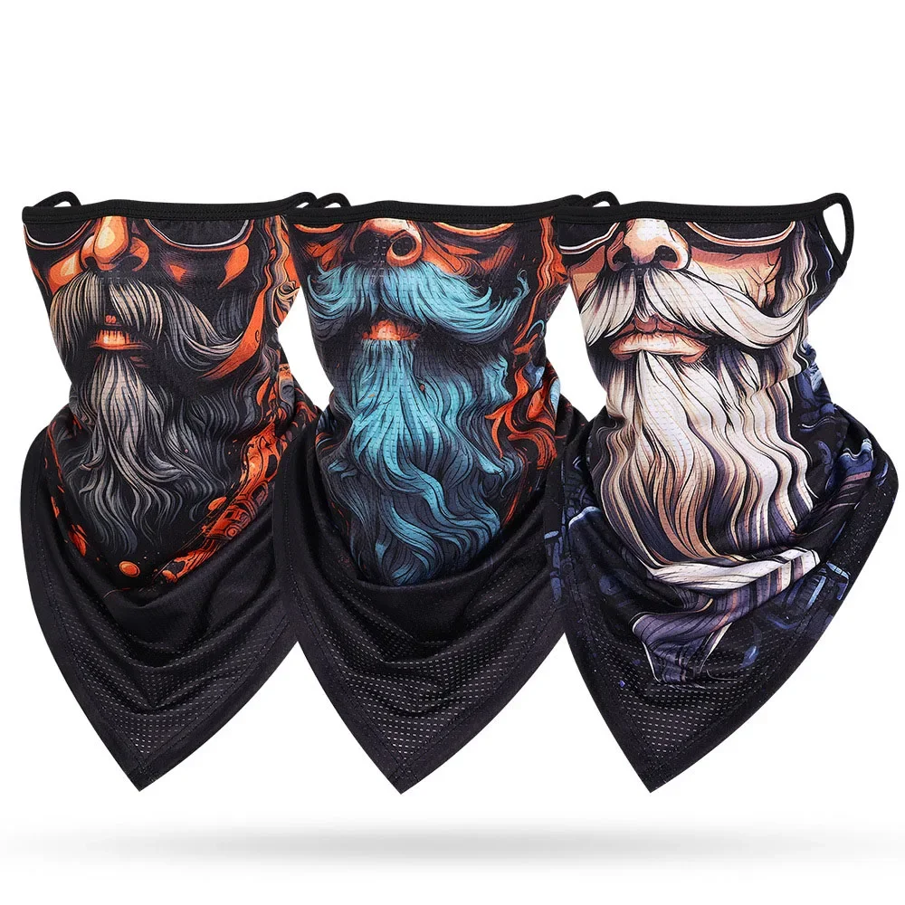 

Beard Skull Triangle Face Balaclava for Men and Women, Motorcycle Face Mask, Breathable, Dry Quick, Cycling Bandana, Ear Loops