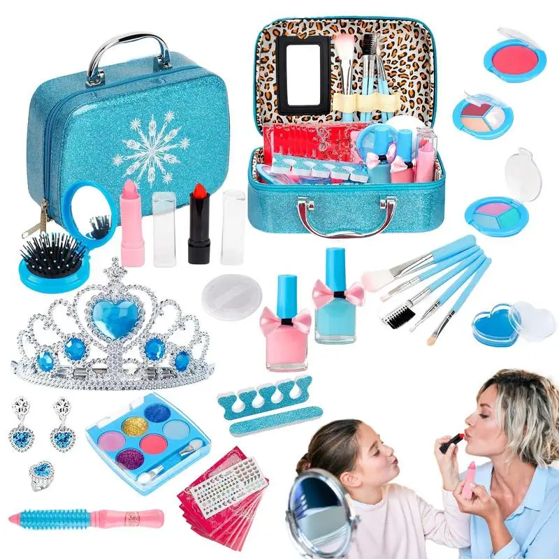 Washable Makeup 32pcs Washable Little Girl Makeup Kits Mild Toy Cosmetic Set Christmas Handbag Gift For 3-12 Play Gift Blue
Washable Makeup 32pcs Washable Little Girl Makeup Kits Mild Toy Cosmetic Set Christmas Handbag Gift For 3-12 Play Gift Blue