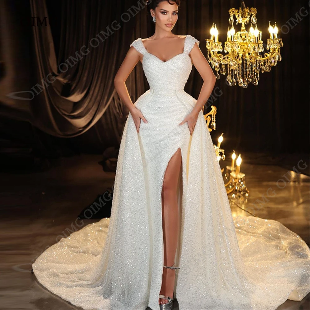 OIMG Sparkly Sequins Beads Bride Robe Graceful Sleeveless Bridal Gown Classic Sequins Ball Gown Wedding Dress Robe De Mariée
OIMG Sparkly Sequins Beads Bride Robe Graceful Sleeveless Bridal Gown Classic Sequins Ball Gown Wedding Dress Robe De Mariée