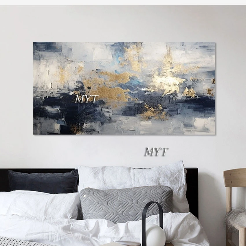 

Large Size Gold Foil Handmade Modern Abstract Canvas Art Oil Painting Wall Decorations For Living Room Home Artwork Unframed