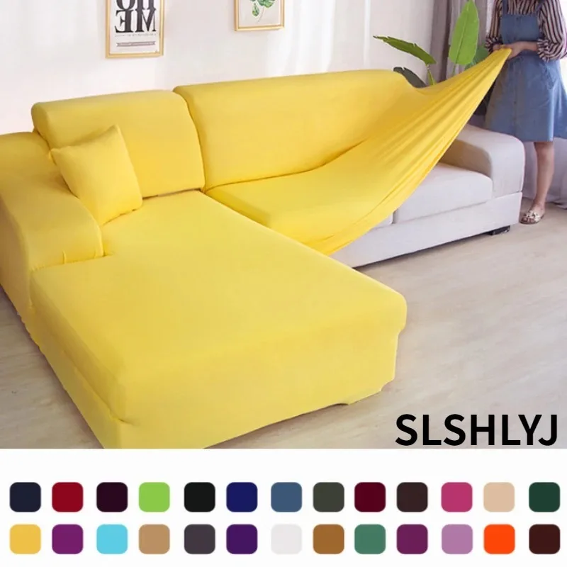 

L shape sofa armchair solid corner sofa covers couch slipcovers elastica material sofa skin protector for pets chaselong cover