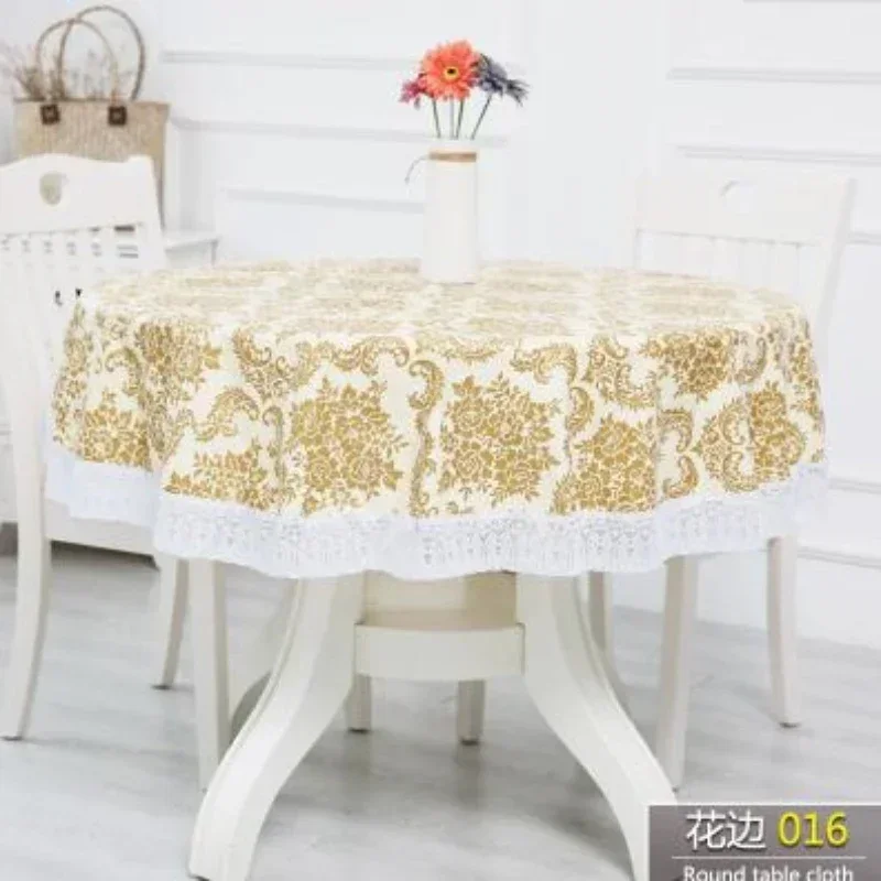 Lace Edge Waterproof Circular Tablecloth PVC Circular Dining Table Mat Furniture Hotels Restaurants Soft Plastic Cloth
Lace Edge Waterproof Circular Tablecloth PVC Circular Dining Table Mat Furniture Hotels Restaurants Soft Plastic Cloth