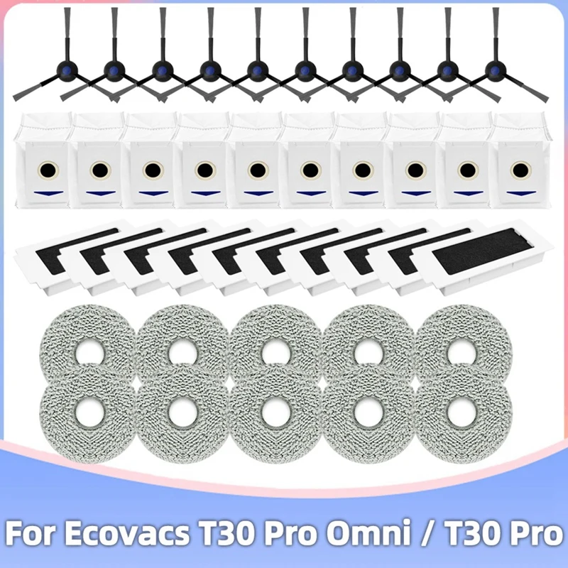 

Parts For Ecovacs Deebot T30 MAX/T30 Pro Omni / DDX14 Robot Side Brush Hepa Filter Mop Rag Cloth Dust Bag