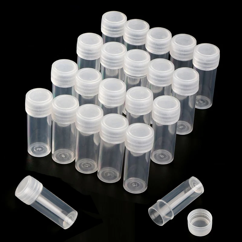 

50Pcs 5ml Plastic Small Bottles Sample Pot 5g Mini Clear Packing Containers For Medicine Pill Liquid Powder Capsule Storage
