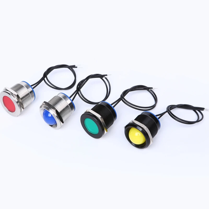 

22mm metal Black brass Stainless steel IP67 LED Indicator Light pilot signal lamp with 15CM cable (PM22-DX)