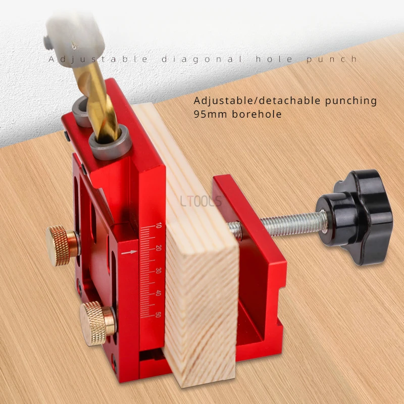 

Woodworking Oblique Hole Puncher Metric/inch Adjustable Drilling Wardrobe and Cabinet Splicing Wooden Board Punching Locator DIY