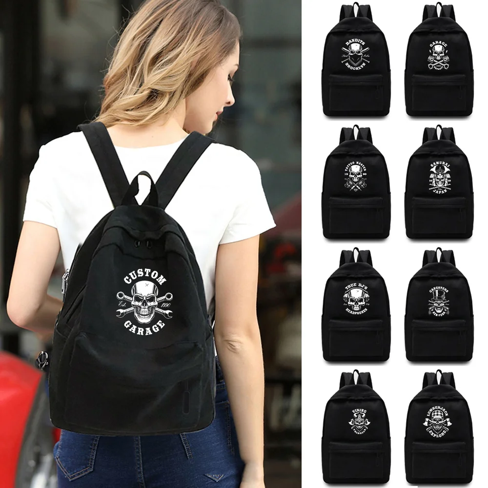 Portable Fashion Knapsacks Canvas Shoulder Backpack Youth Sport Casual Male Travel Camping Skull Print Women Outdoor Hiking Bag
Portable Fashion Knapsacks Canvas Shoulder Backpack Youth Sport Casual Male Travel Camping Skull Print Women Outdoor Hiking Bag