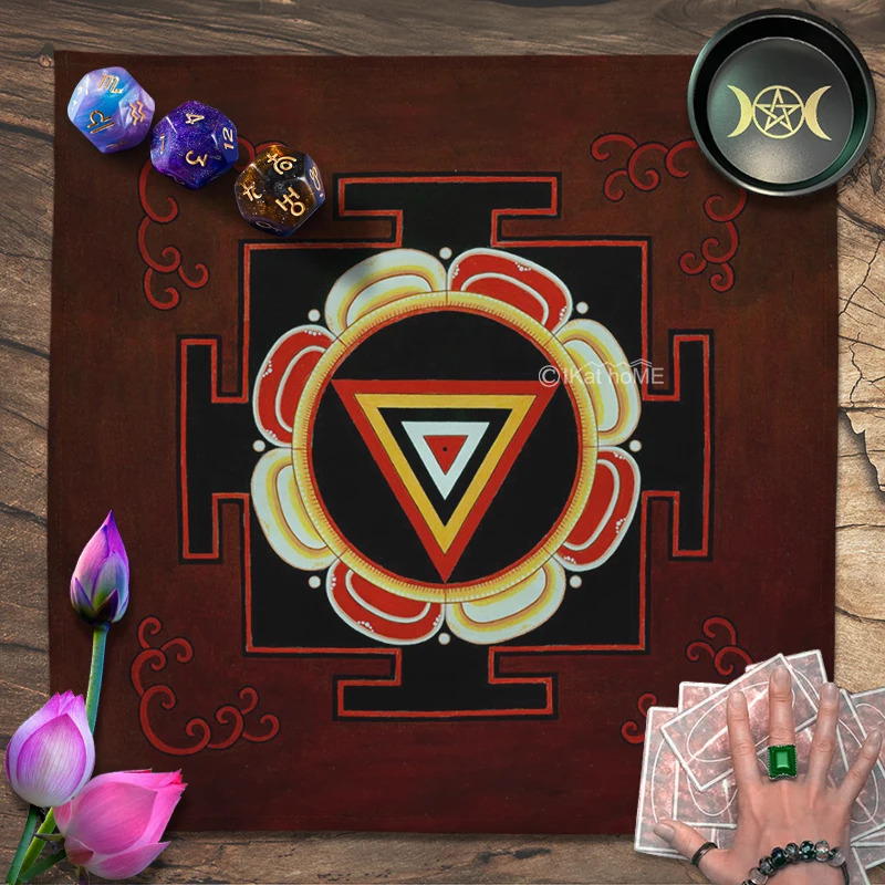 

Spiritual Sri Yantra Mandala Tarot Tablecloth Altar Cloth Wall Decor Tapestry Astrology Reading Pagan Board Game Spread Card Pad